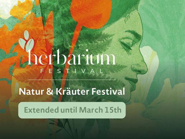 Teaser graphic with the words ‘Herbarium – Nature & Herbs Festival’, ‘9 to 13 March 2026’