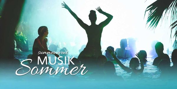 People are dancing in a pool