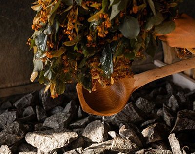 Detailsfoto eines Saunaofens